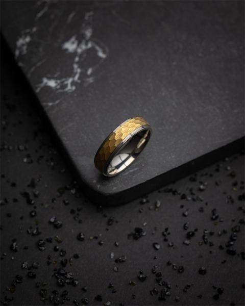 6 mm Titanring mit Silber- und Gold-Finish - Duplus Silver Gold